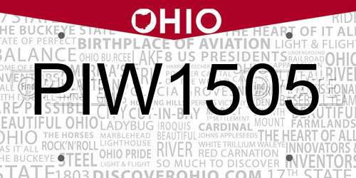 PIW1505 Ohio License Plate