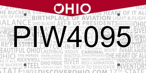 PIW4095 Ohio License Plate