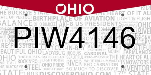 PIW4146 Ohio License Plate