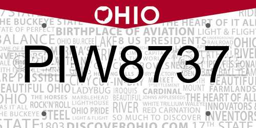 PIW8737 Ohio License Plate