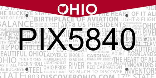 PIX5840 Ohio License Plate