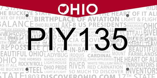 PIY135 Ohio License Plate