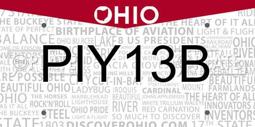 PIY13B Ohio License Plate