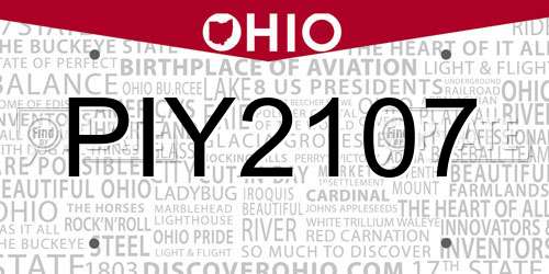 PIY2107 Ohio License Plate