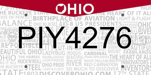 PIY4276 Ohio License Plate