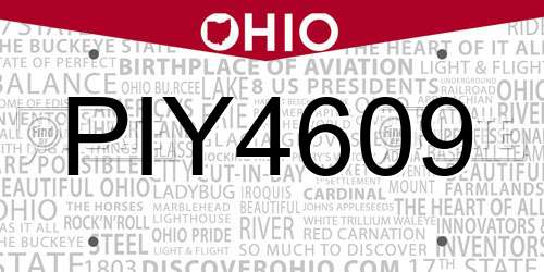 PIY4609 Ohio License Plate