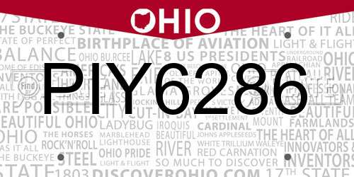 PIY6286 Ohio License Plate