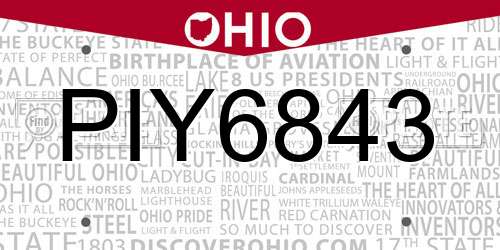 PIY6843 Ohio License Plate