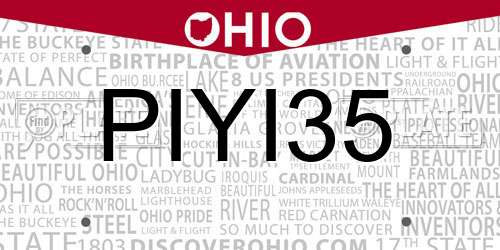 PIYI35 Ohio License Plate
