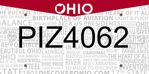 PIZ4062 Ohio License Plate