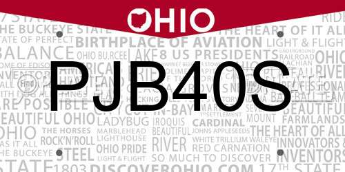 PJB40S Ohio License Plate