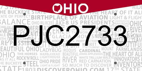 PJC2733 Ohio License Plate