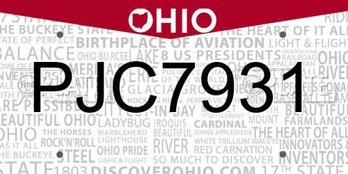 PJC7931 Ohio License Plate