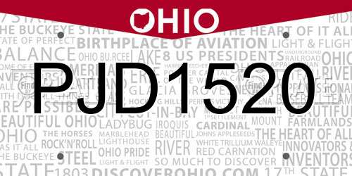 PJD1520 Ohio License Plate