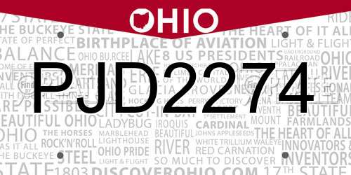 PJD2274 Ohio License Plate