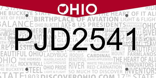 PJD2541 Ohio License Plate