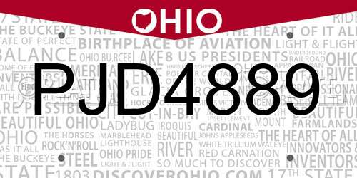 PJD4889 Ohio License Plate