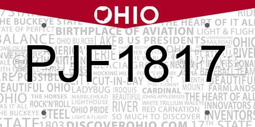 PJF1817 Ohio License Plate