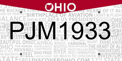 PJM1933 Ohio License Plate