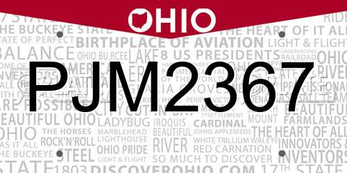 PJM2367 Ohio License Plate