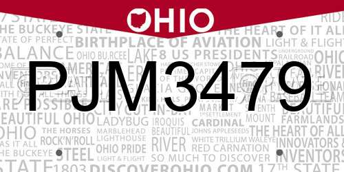 PJM3479 Ohio License Plate