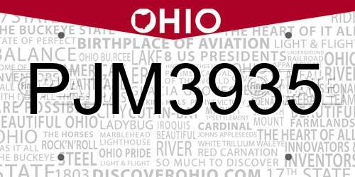 PJM3935 Ohio License Plate