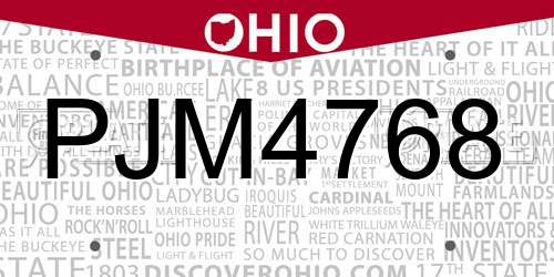 PJM4768 Ohio License Plate