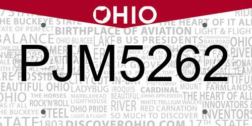 PJM5262 Ohio License Plate