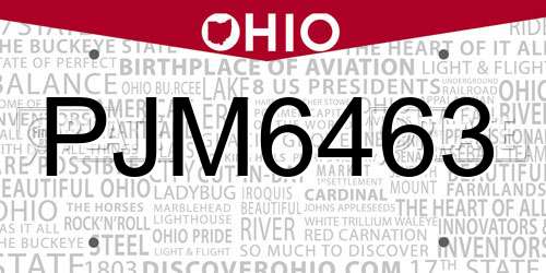 PJM6463 Ohio License Plate