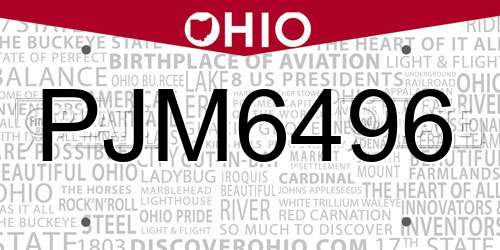 PJM6496 Ohio License Plate