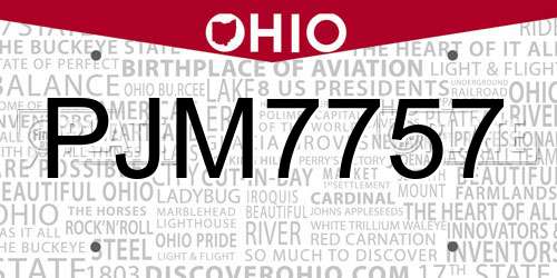 PJM7757 Ohio License Plate