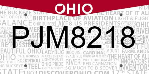 PJM8218 Ohio License Plate