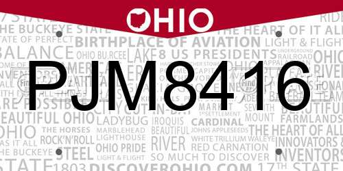 PJM8416 Ohio License Plate