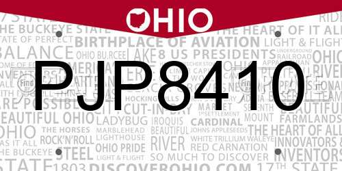 PJP8410 Ohio License Plate
