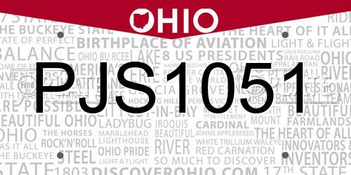 PJS1051 Ohio License Plate