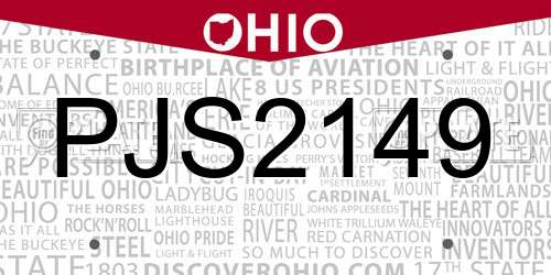 PJS2149 Ohio License Plate