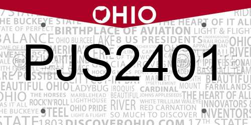 PJS2401 Ohio License Plate