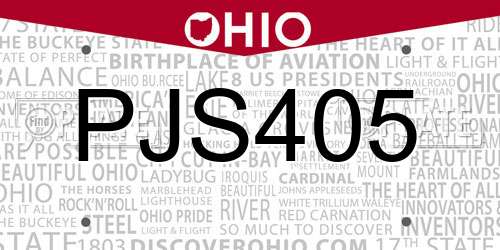 PJS405 Ohio License Plate