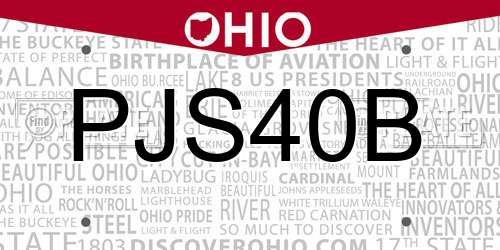 PJS40B Ohio License Plate