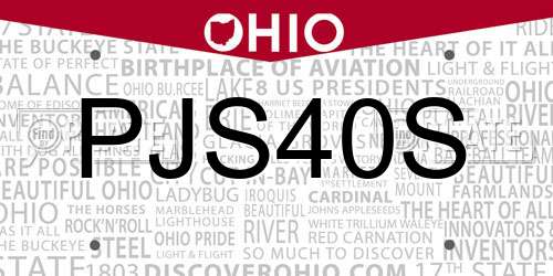 PJS40S Ohio License Plate