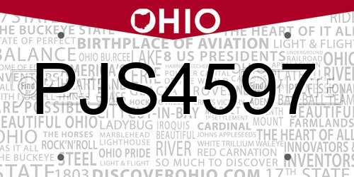 PJS4597 Ohio License Plate