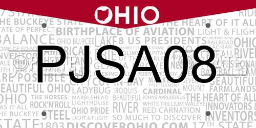 PJSA08 Ohio License Plate