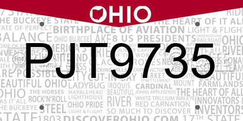 PJT9735 Ohio License Plate