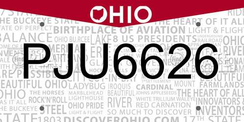 PJU6626 Ohio License Plate
