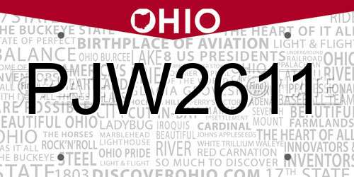 PJW2611 Ohio License Plate