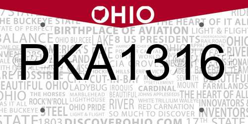 PKA1316 Ohio License Plate