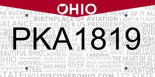 PKA1819 Ohio License Plate
