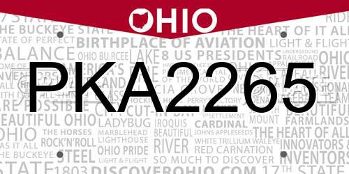 PKA2265 Ohio License Plate