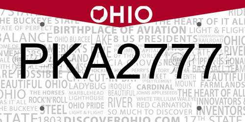 PKA2777 Ohio License Plate