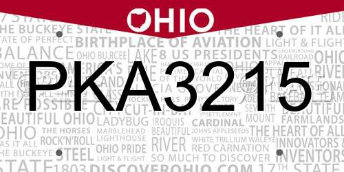 PKA3215 Ohio License Plate